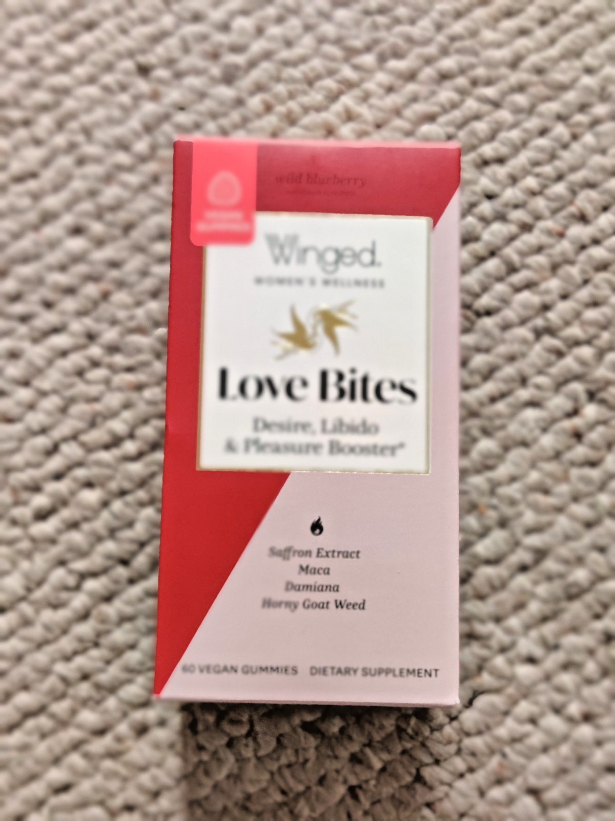 Winged Wellness Love Bites Desire & Libido Gummies Wild Blueberry 08/2027