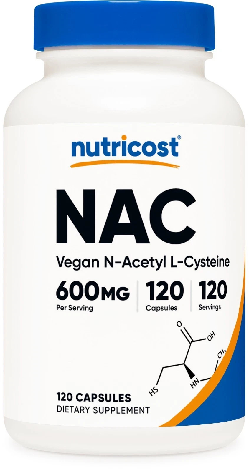 Nutricost N-Acetyl L-Cysteine (NAC) 600mg, 120 Vegan Capsules – Non-GMO New