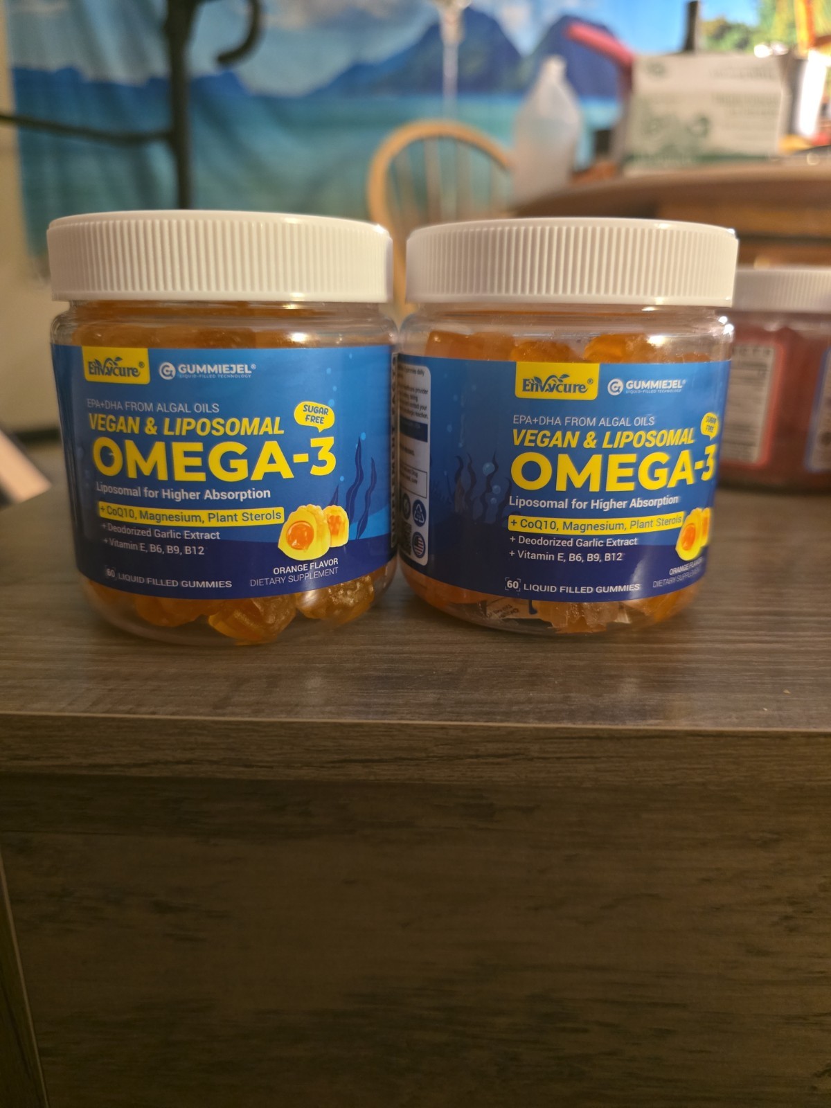 2 x 60ct, Omega-3 Gummies, Vegan & Liposomal, Gummiejel, Sugar Free, CoQ10