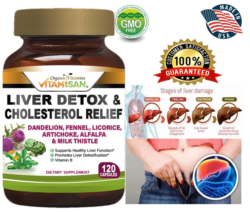 #1 Tablets liver clean health support fat naturals detox cleanse 120 cap