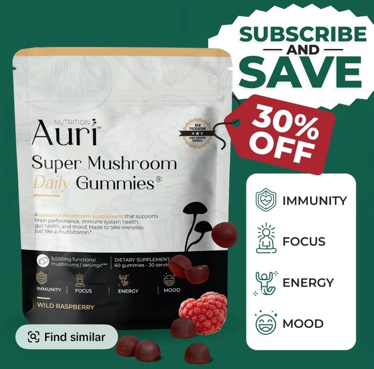 Auri Super Mushroom Chill Gummies – Natural Calming Aid & Stress/Sleep