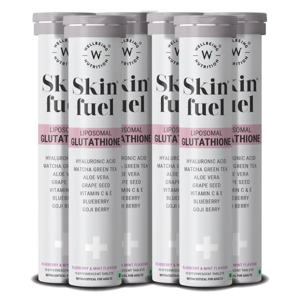 Wellbeing Nutrition Skin Fuel Liposomal Glutathione 90% 15 Veg Tabs each Pack