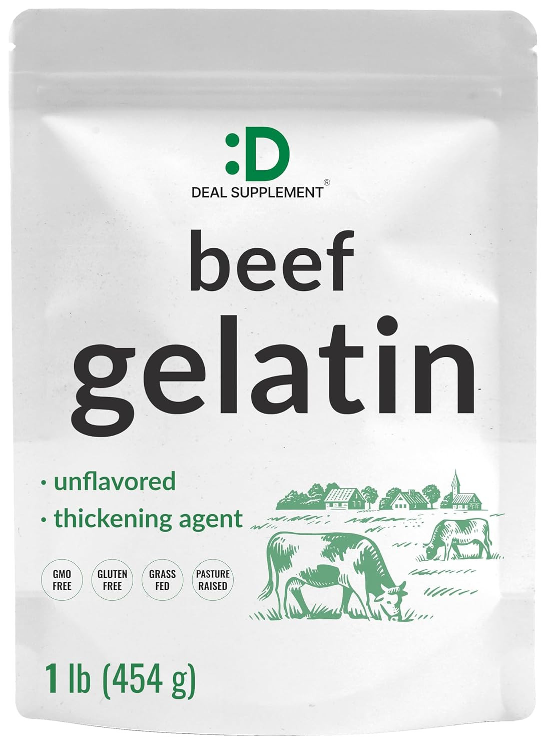 Unflavored Beef Gelatin Powder, 1Lb – Grass Fed & Pasture Raised Bovine – Natura