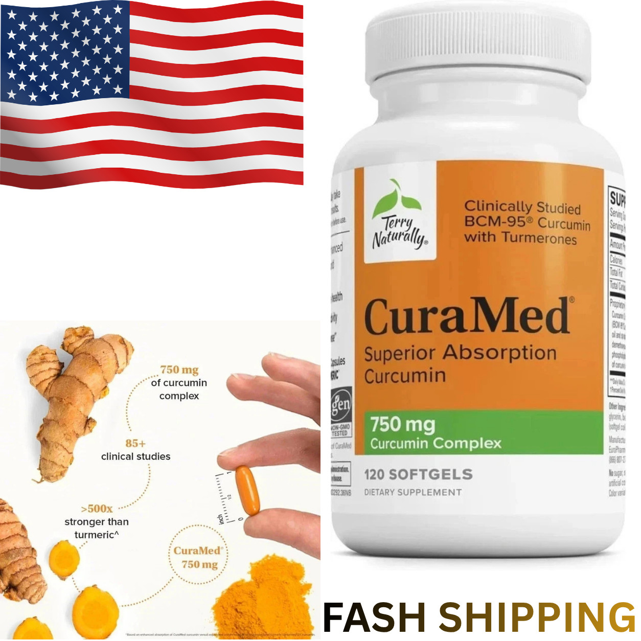 NEW Terry Naturally CuraMed Curcumin 120 Softgels Turmeric Supplement USA