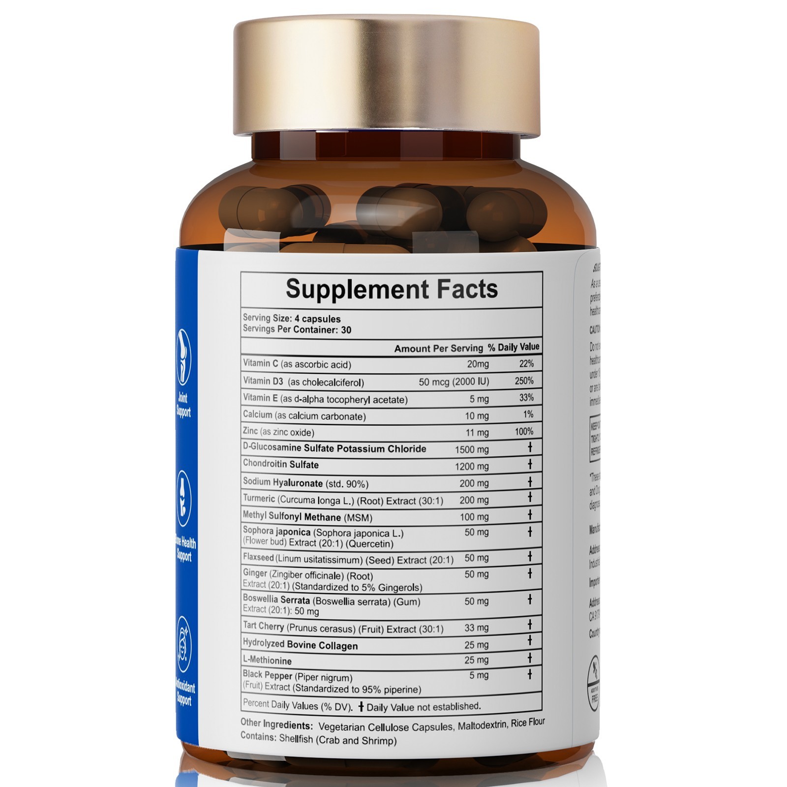 Triple Strength Pain Relief Supplement, Joint Support Glucosamine, Turmeric, MSM