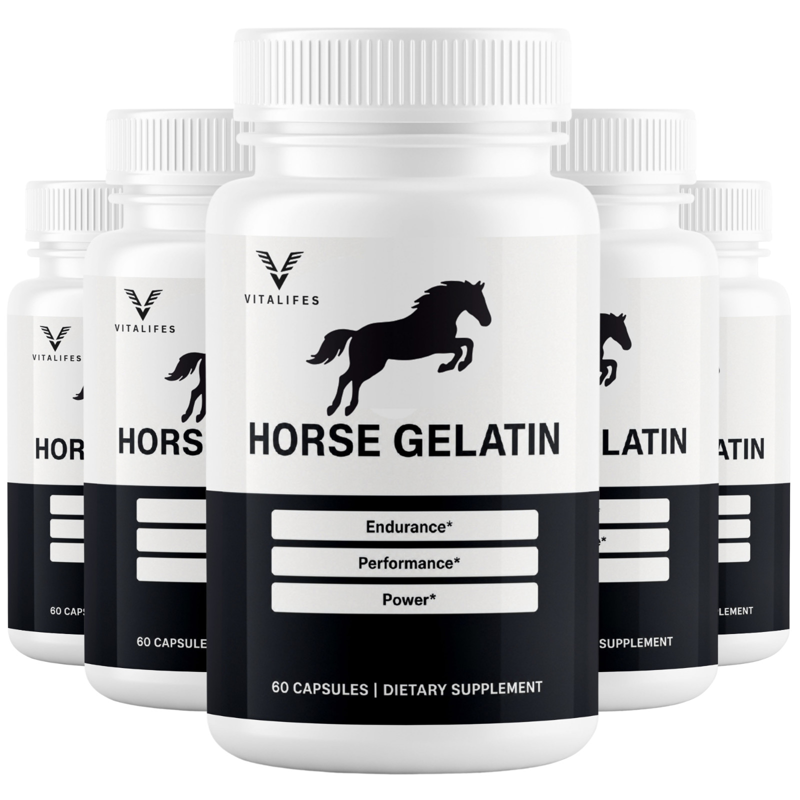 (5 Pack) Horse Gelatin Advanced Male Support Supplement HorseGelatin 60 Capsules