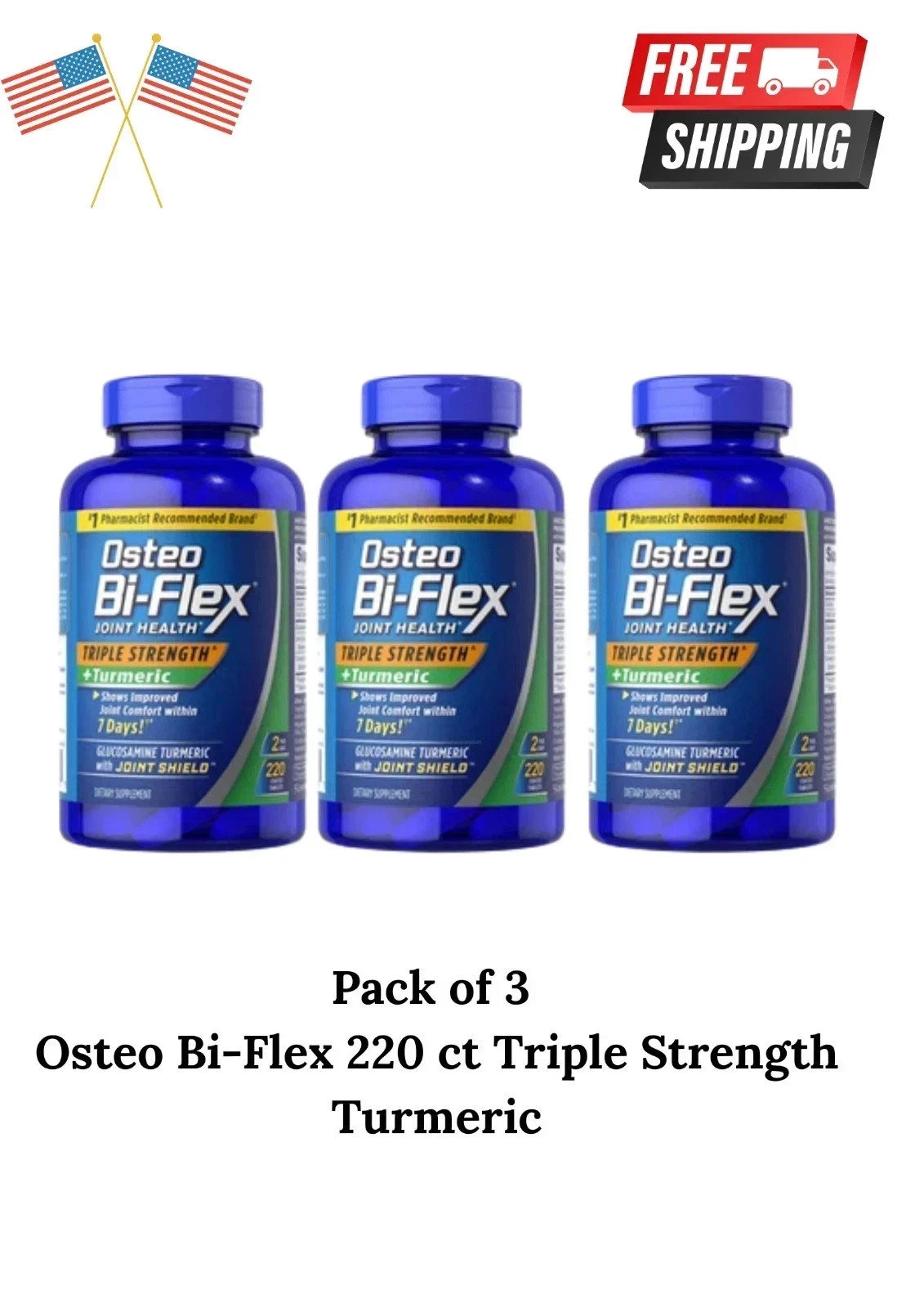 3 Pack Osteo Bi-Flex Triple Strength Joint Health + Turmeric 220 Ct (660 Tablets