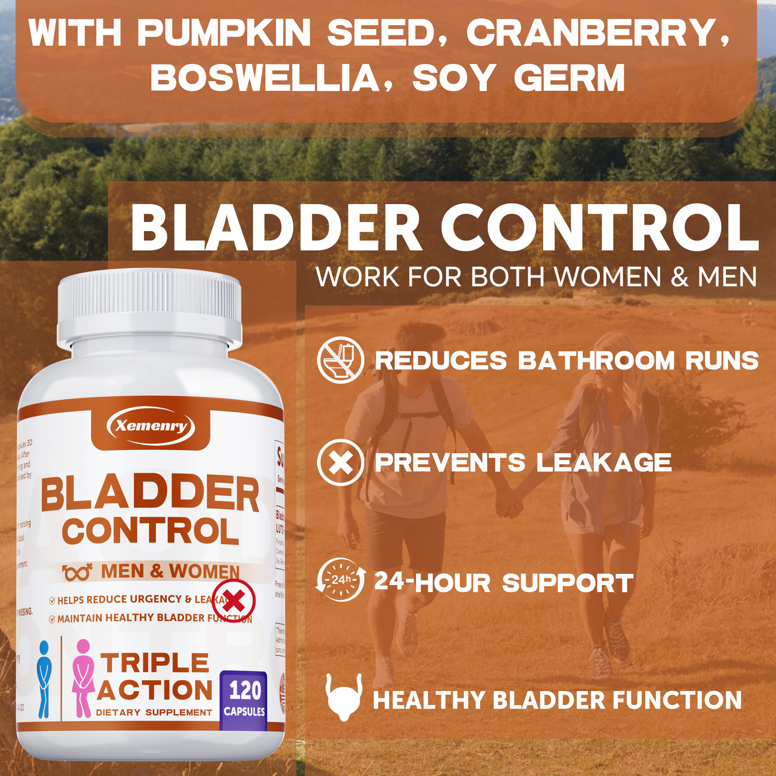 Bladder Control – Pumpkin Seed Extract, Cranberry, Promotes Bladder Health