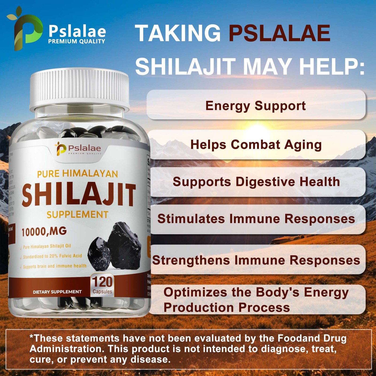 Pure Himalayan Shilajit 10000mg – Fulvic Acid – Stamina, Strength, Performance