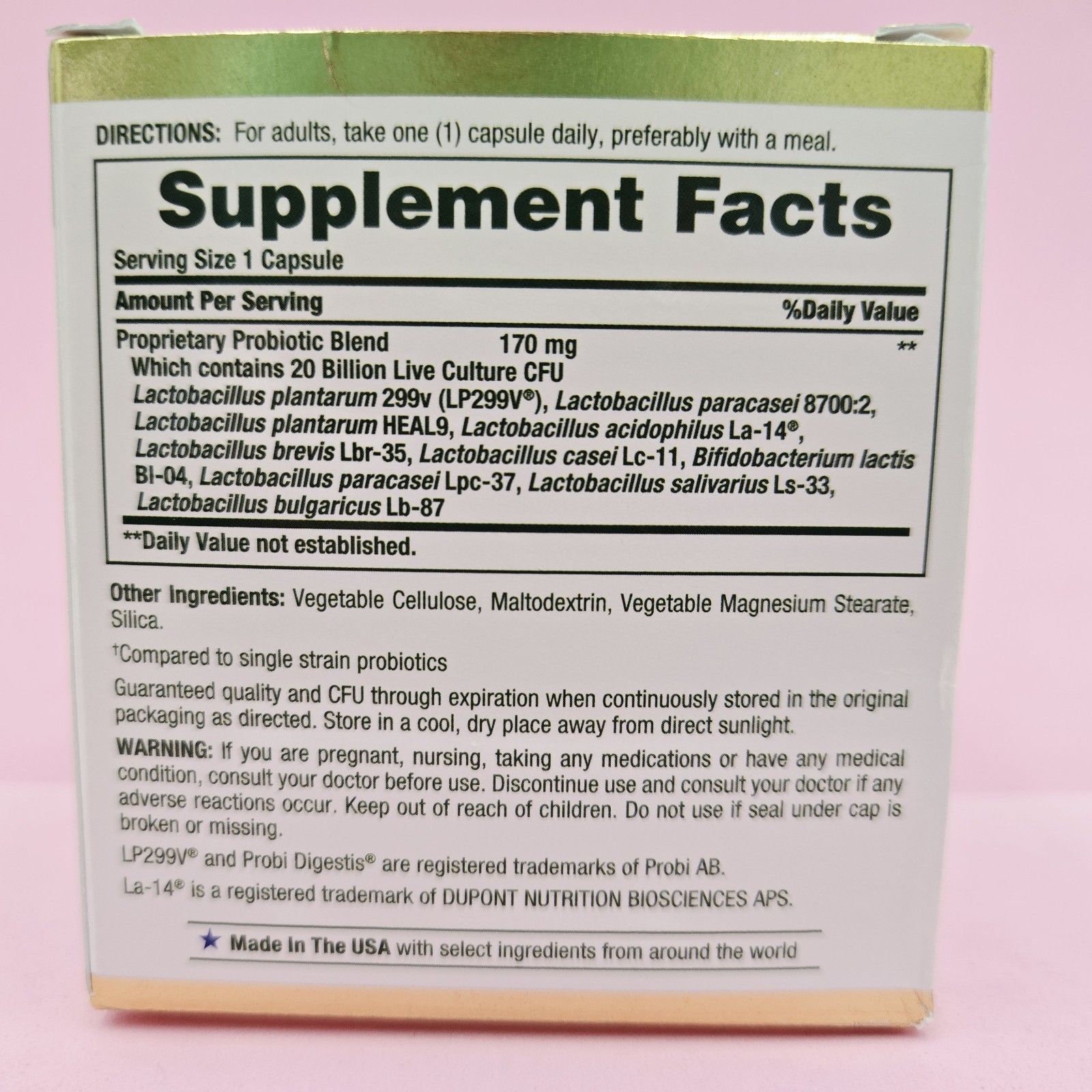 Nature’s Bounty Probiotic 10, 20 Billion Live Probiotic Cultures, 30 Capsules
