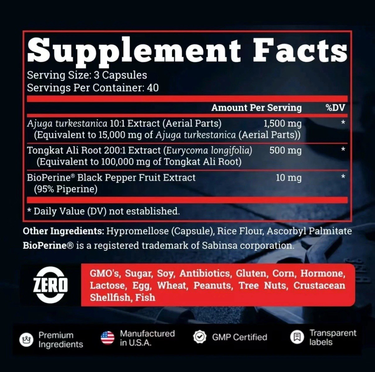 Turkesterone 1500mg – 120 Capsules, Non-GMO & Gluten-Free Supplement USA
