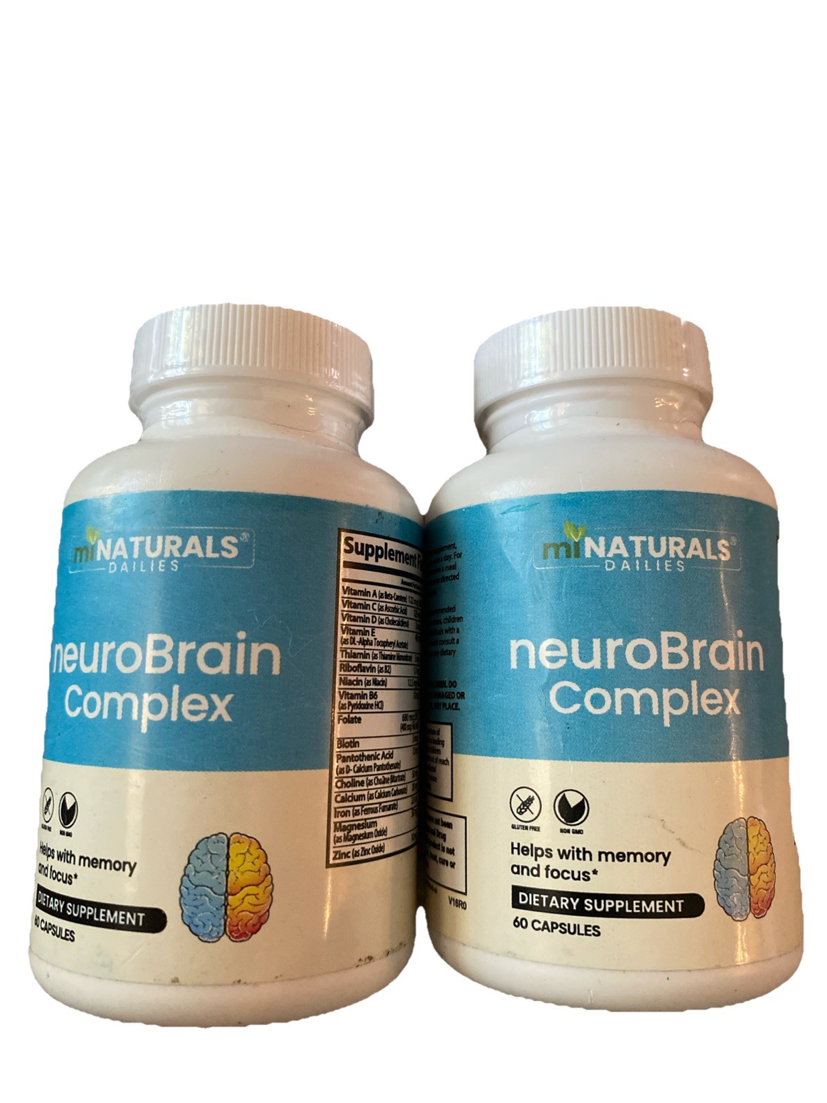 2 Bottles MiNaturals Dailies Brain Booster Focus Memory NeuroBrain Complex