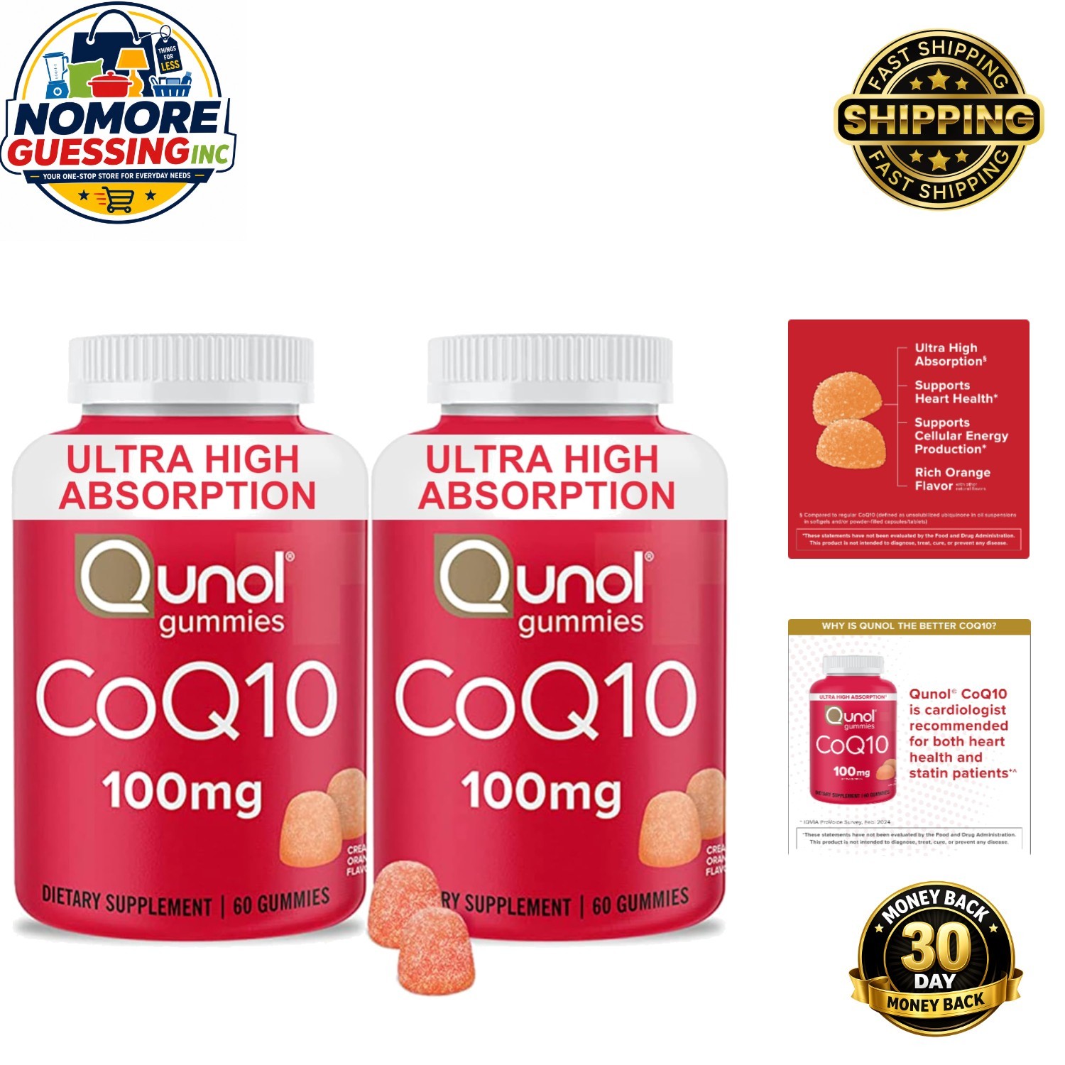 CoQ10 Gummies 100mg – Tasty Orange Flavor for Heart Health (120 Count)