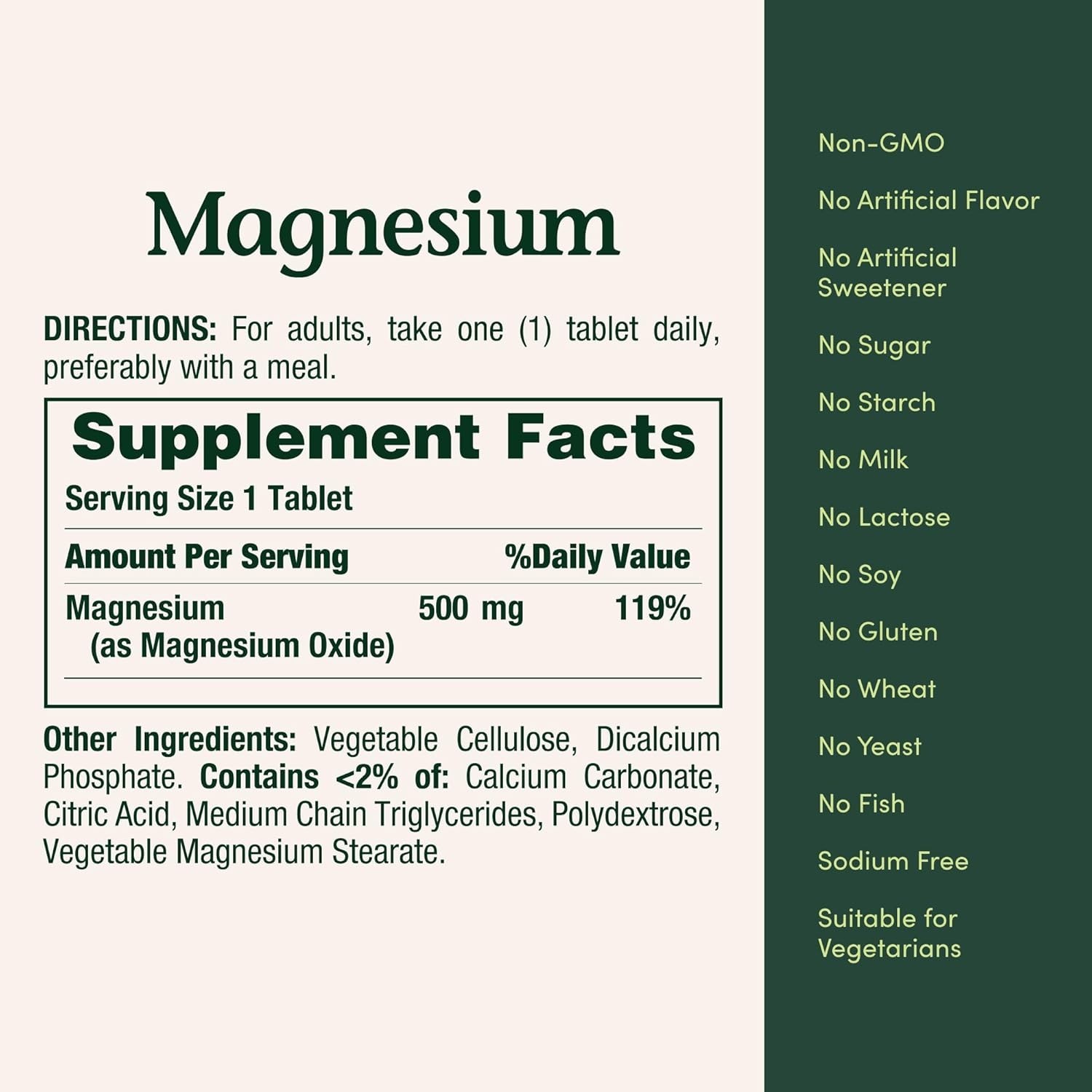 Magnesium 500mg 400 Tablets Bone Muscle Support High Potency Mineral Supplement