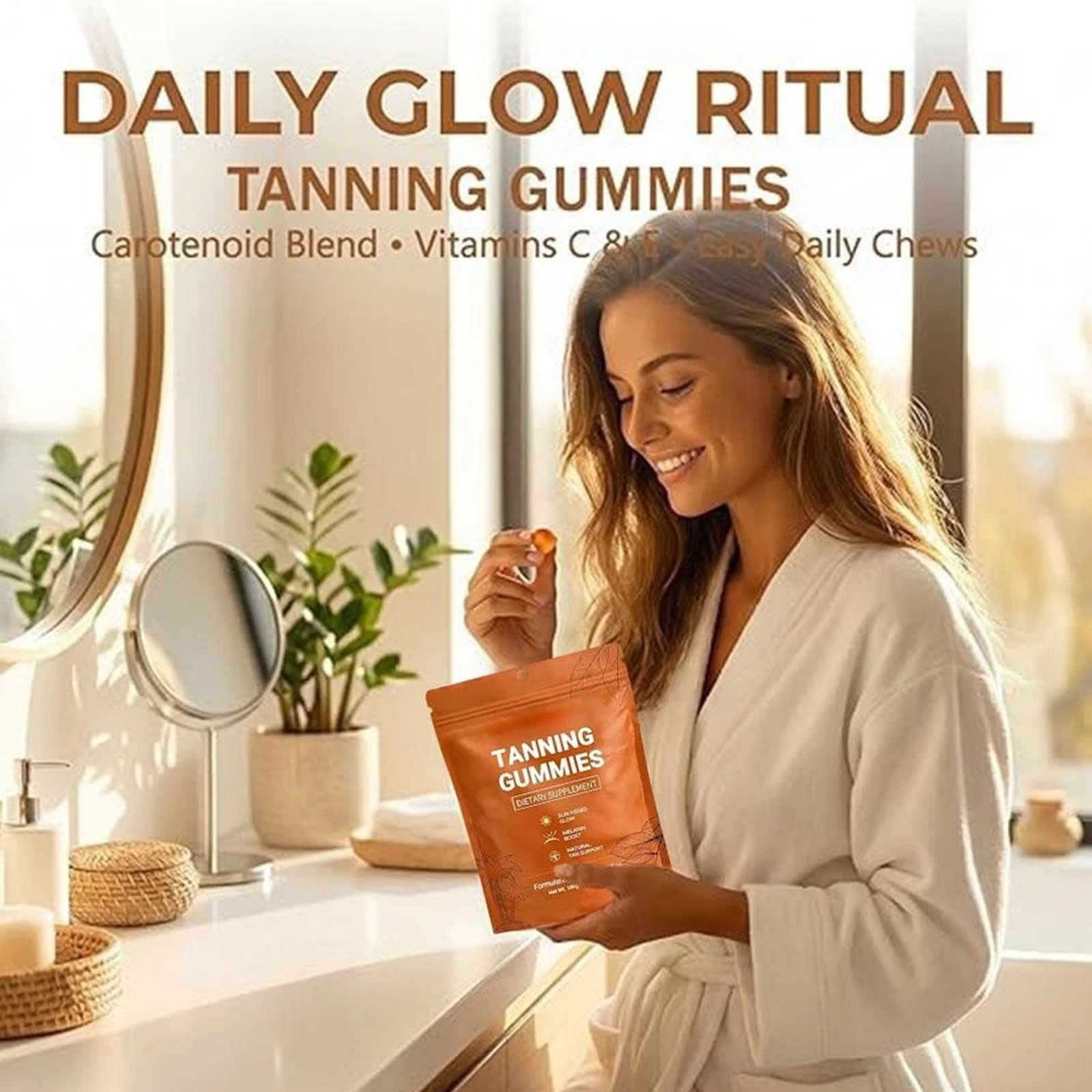 60pcs Daily Tanning Gummies Vitamin Blackening Gummies – Enhance Skin Melanin