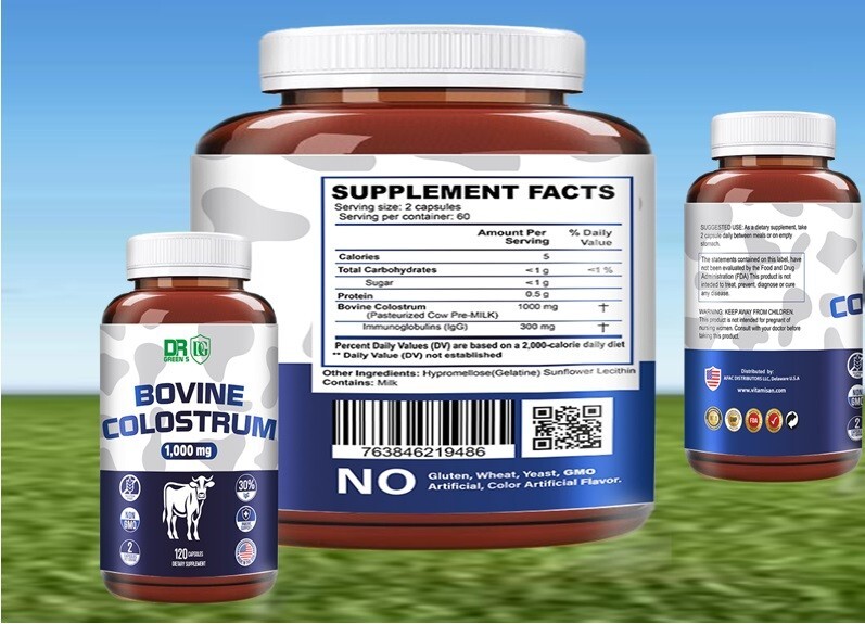 COLOSTRUM BOVINE 1000 mg- Immune System Support Gut Health 240 Caps made USA