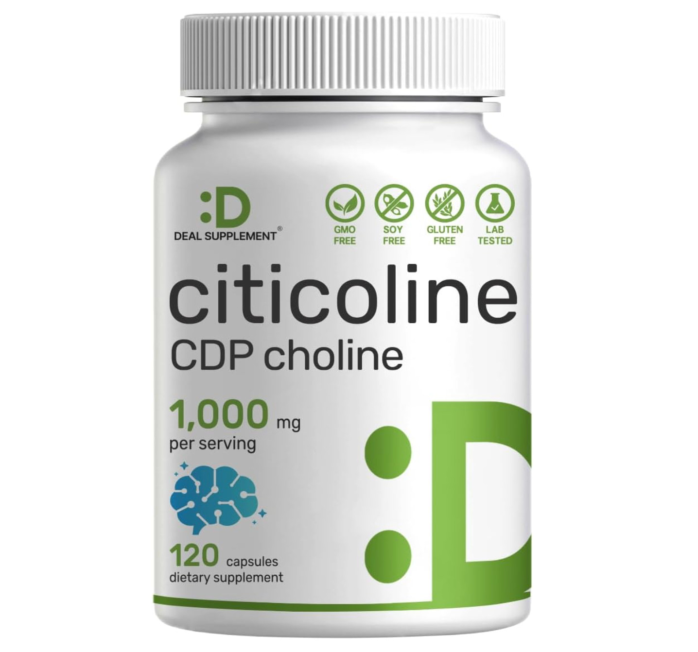 Citicoline CDP Choline 1000mg 120 Caps supports Brain Cognitive Function
