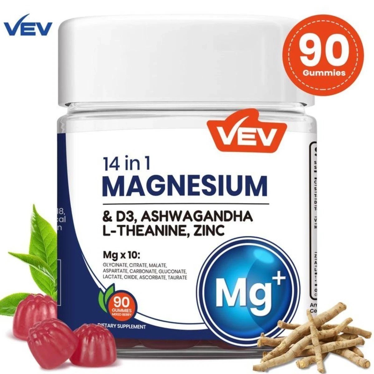 NEW 3PACK Magnesium Gummies 14-in-1 by VEV for Relaxation & Sleep