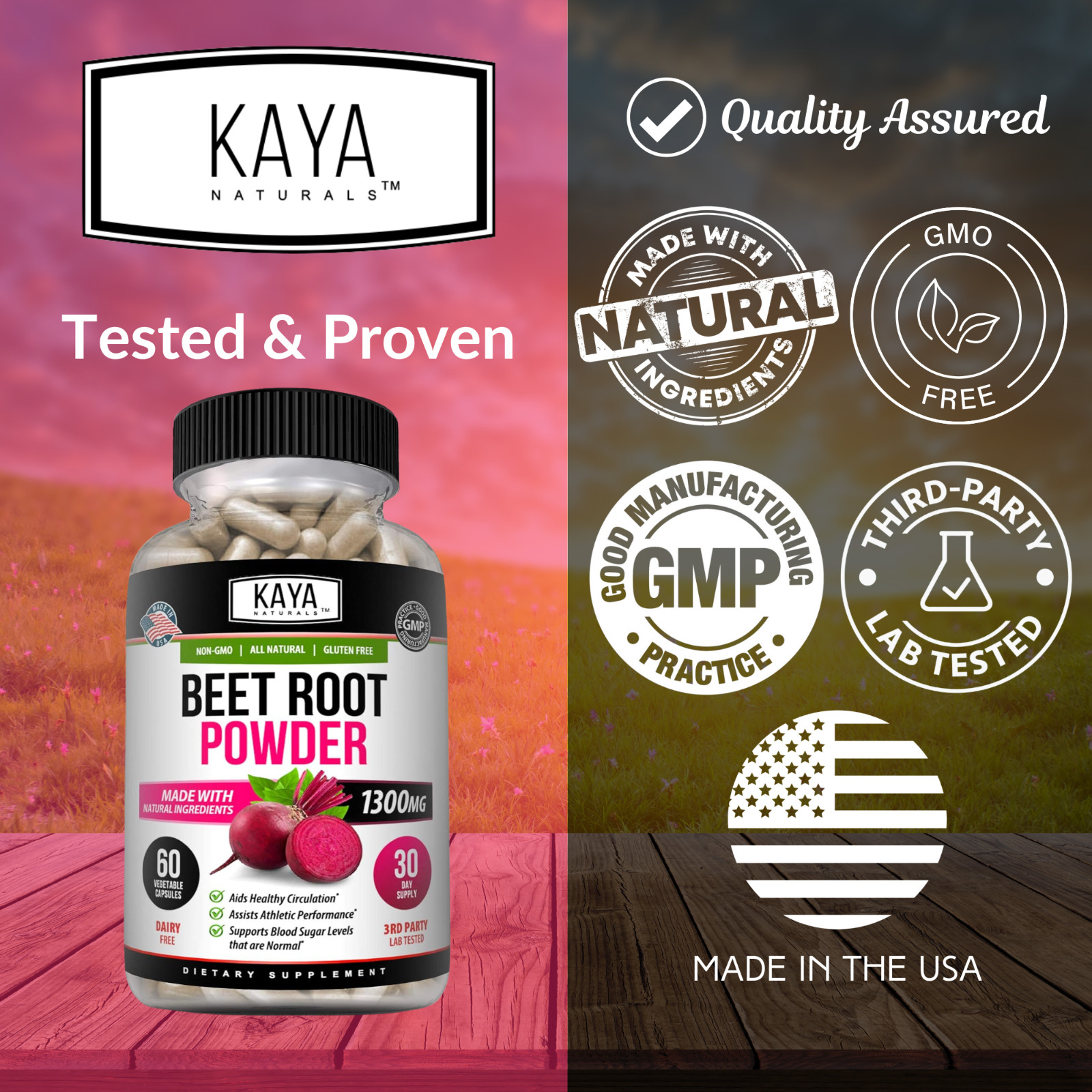 Organic Beet Root Powder 1300mg Capsules Nitric Oxide Booster Superfood Beetroot