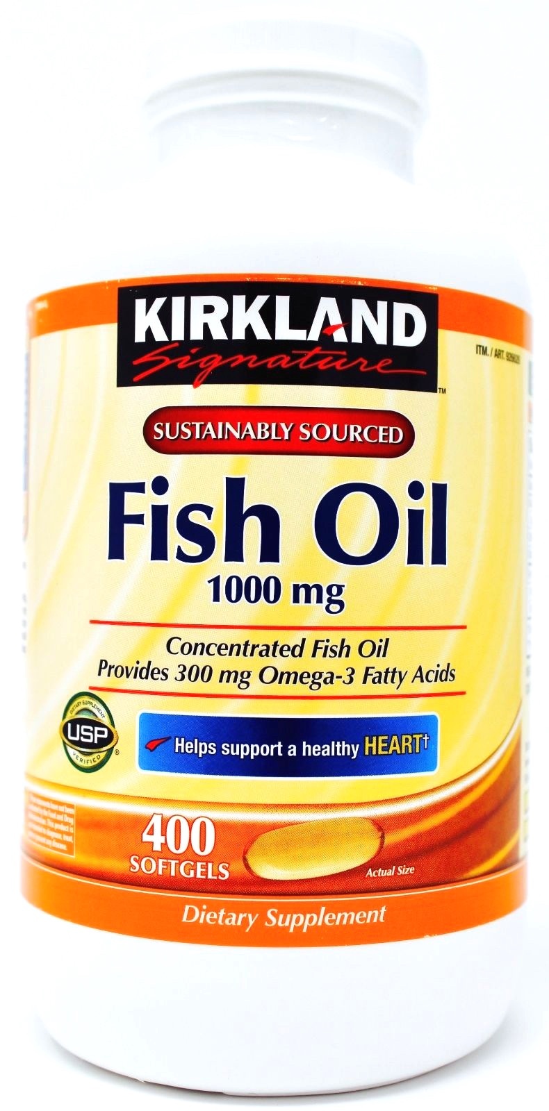 Kirkland Signature Concentrated Fish Oil 1000mg Omega-3 300mg, 400 Softgels