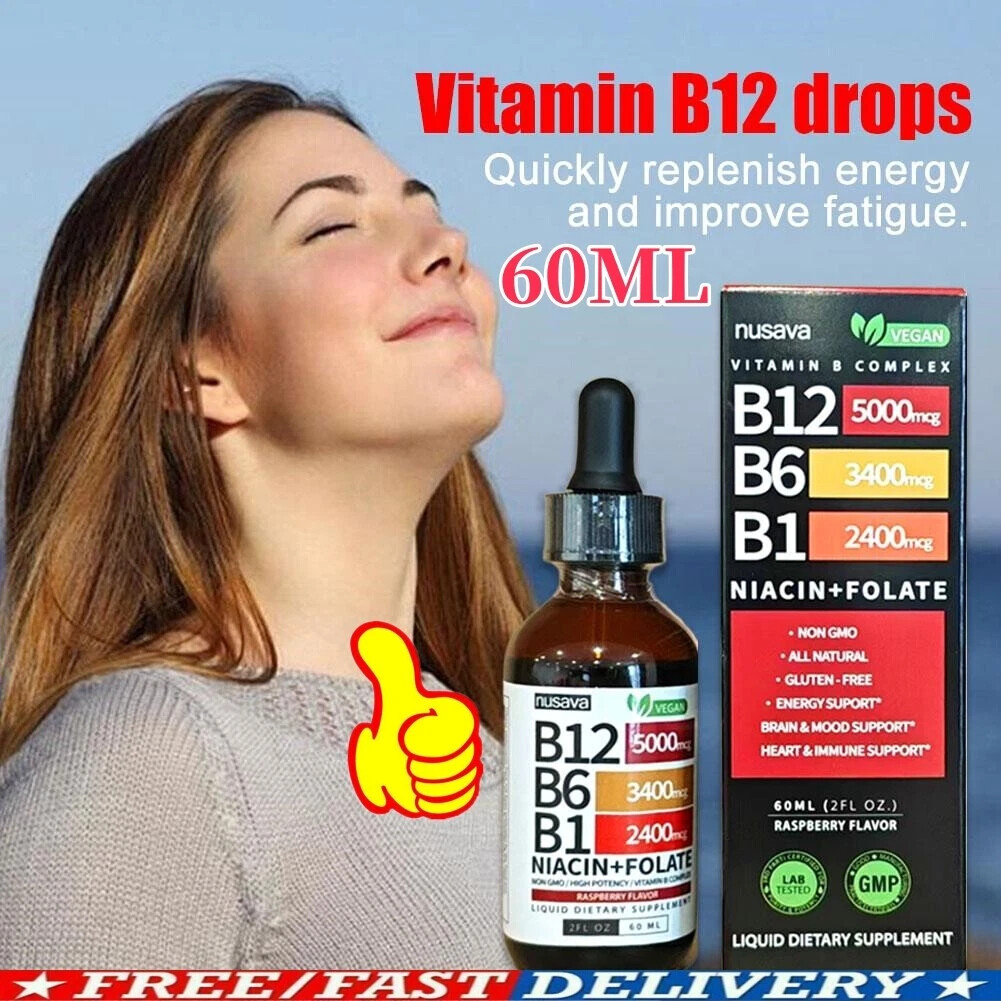 1-5 bottles Vitamin and B12 B6 Liquid Drops, B12 Sublingual Vitamin B Complex