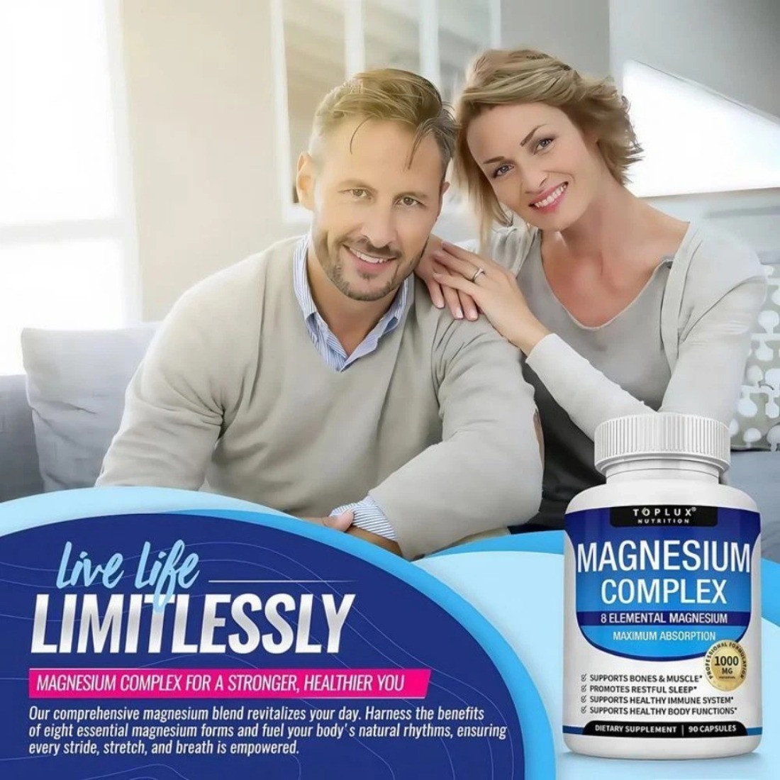 Complex Magnesium Toplux 8 Essential Magnesium Supplement 1000mg