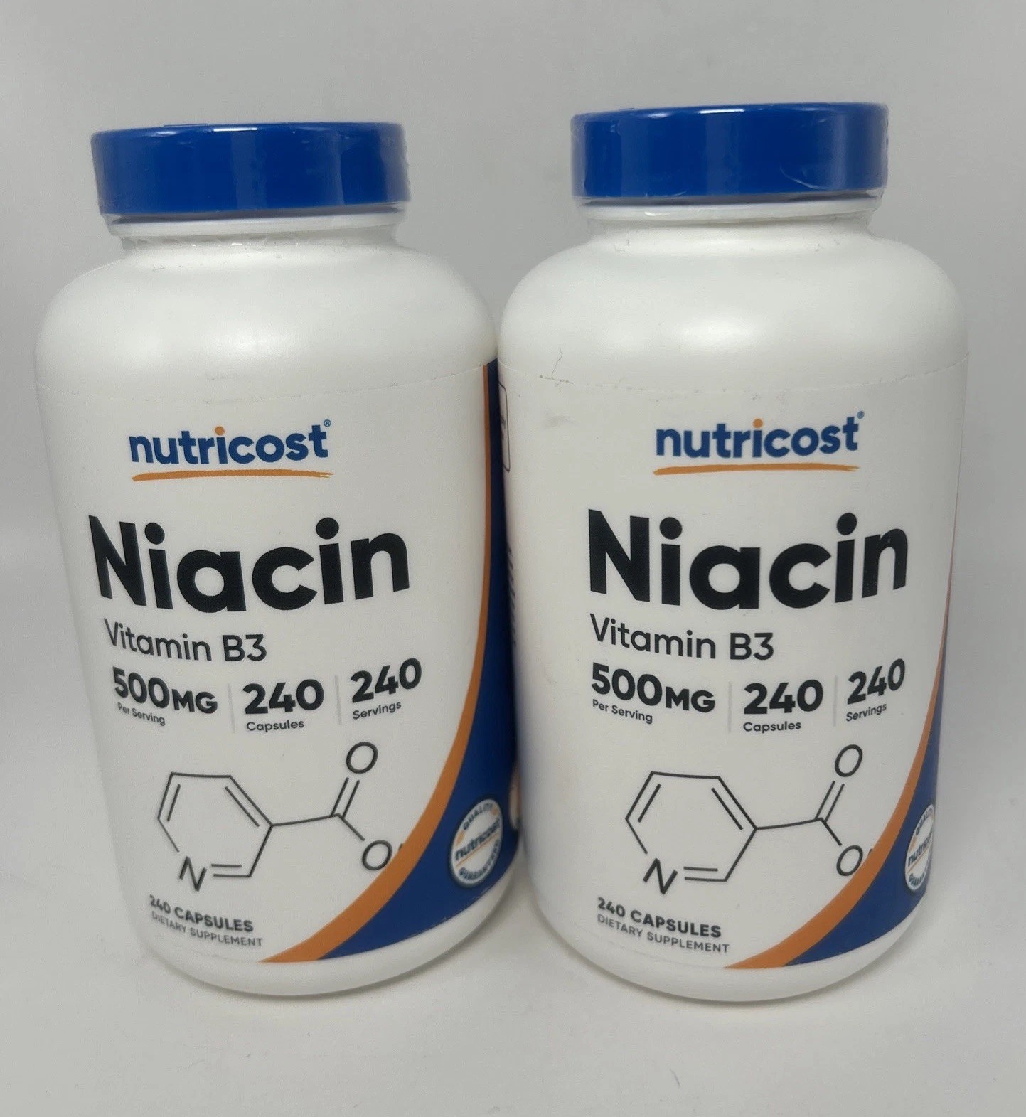 LOT OF 2 Nutricost Vitamin B3 Niacin 240 Caps 500 Mg Exp 1/2029 NEW