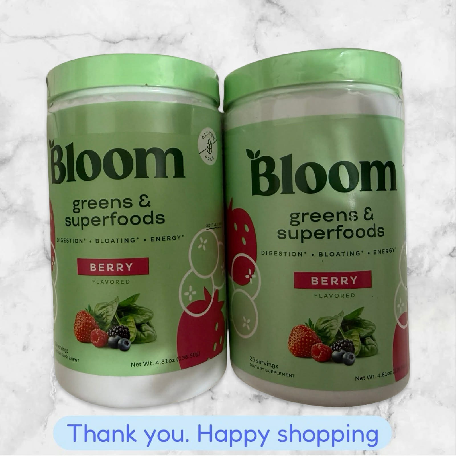 FOR 2 Bloom Nutrition Greens & Superfoods Powder Mixed Berry 25 Servings 4.8oz