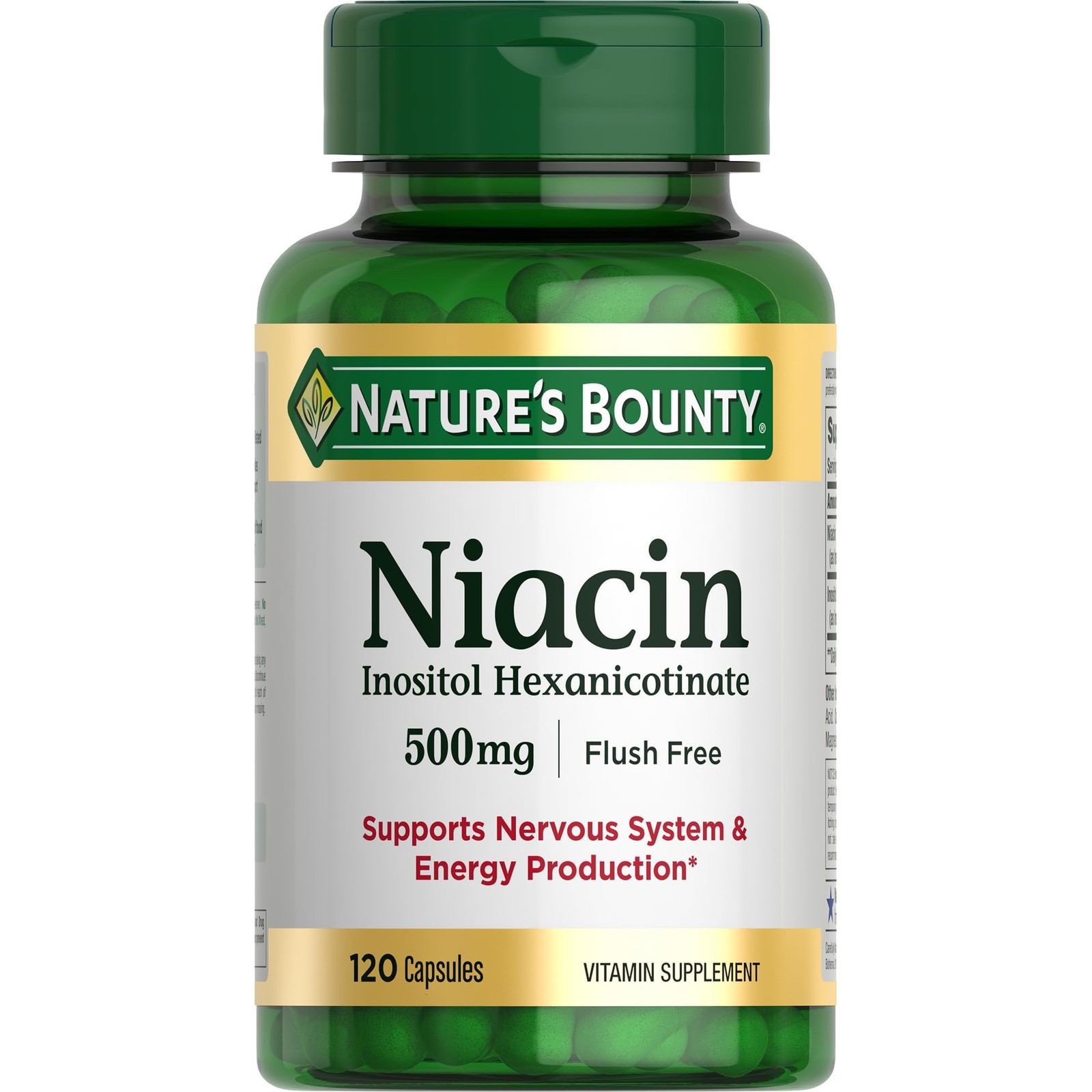 Nature’s Bounty Niacin 500mg Flush Free, Cellular 120 Count (Pack of 1), 1
