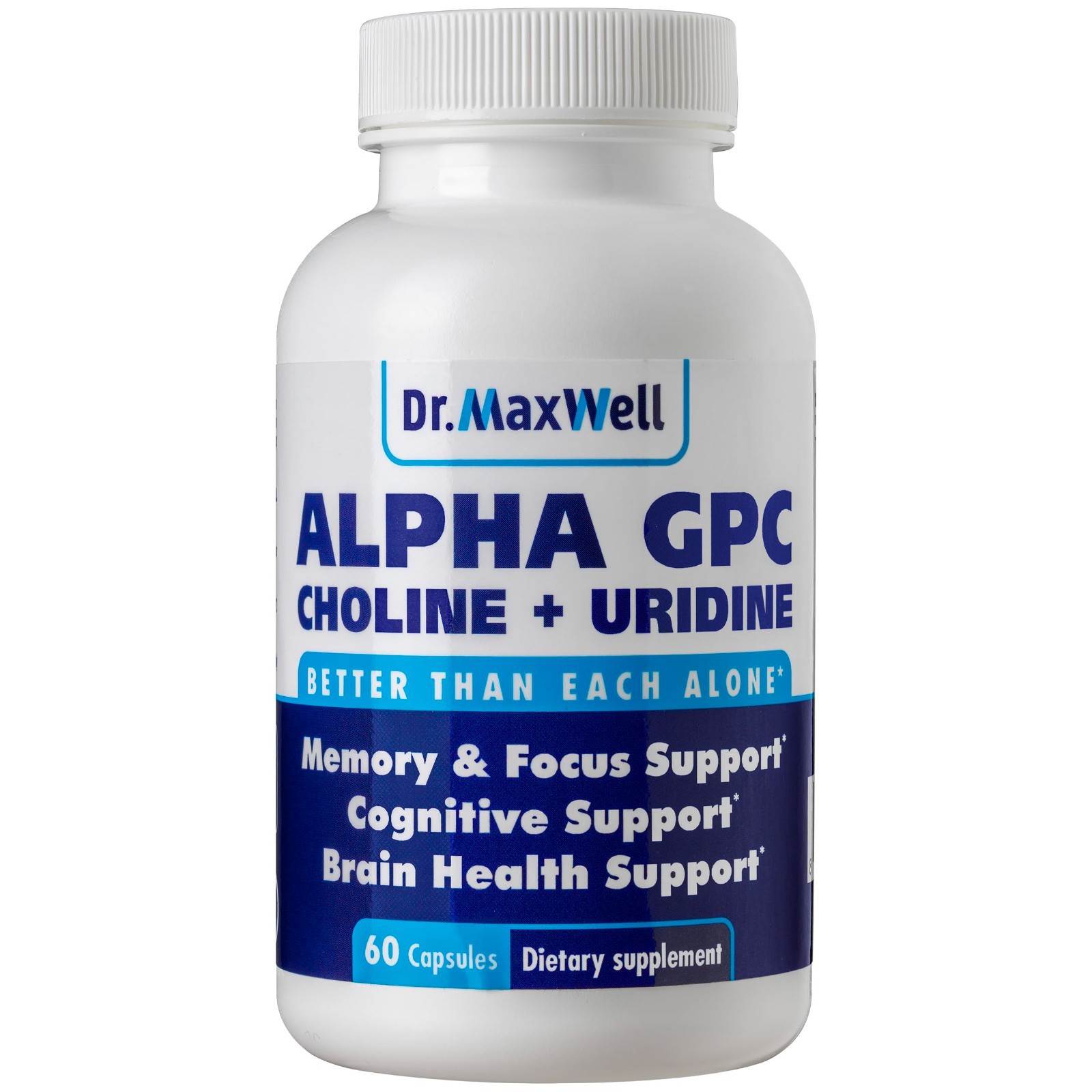 Alpha GPC 600mg + Uridine Choline Enhancer – Soy Free, No Fillers, 60 Pills
