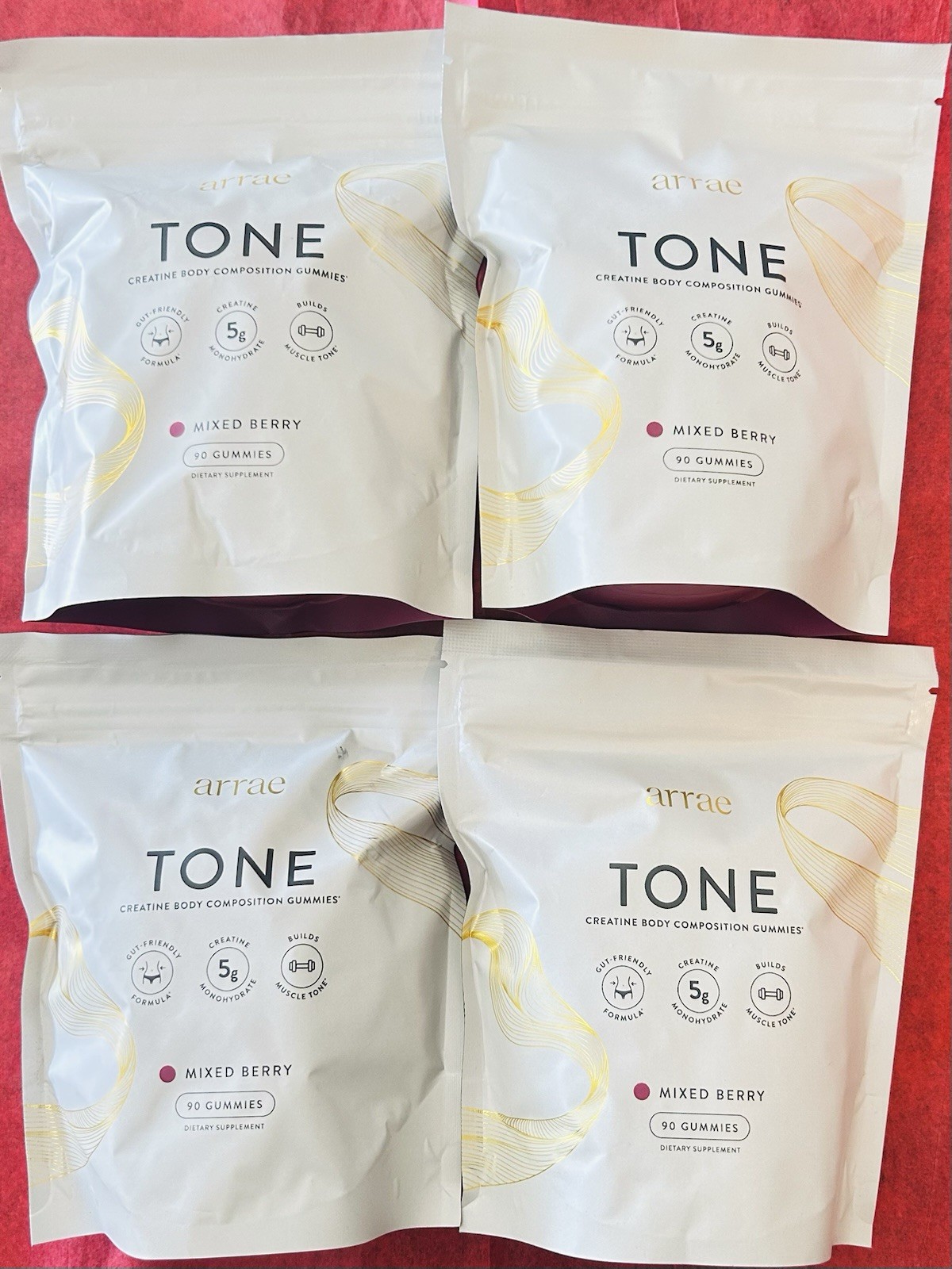 4x Arrae Tone Creatine Body Composition Gummies Mixed Berry (4×90=360 Gummies)🌿