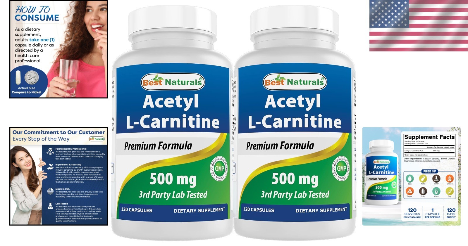 240 Capsules Total of Acetyl L-Carnitine 500mg – Quality Assured & Safe Formula