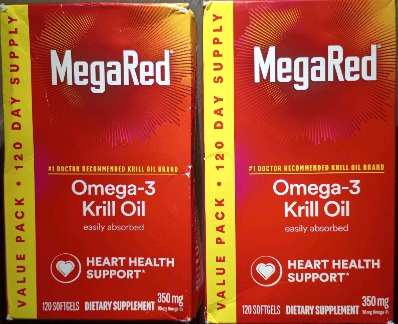2 MEGARED OMEGA-3 KRILL OIL 350MG HEART HEALTH SUPPLEMENT 120 X2 240 SOFTGELS!!!