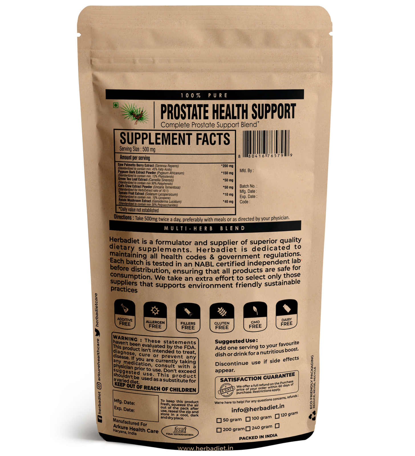 Prostate Support Supplements with Saw Palmetto and Pygeum Bark – Herbal Blend