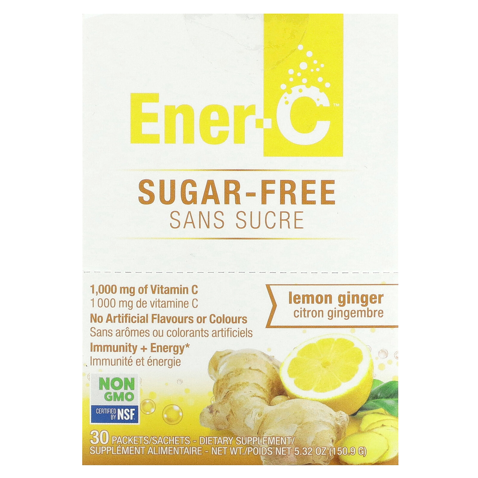 Vitamin C Drink Mix, Sugar Free, Lemon Ginger, 1,000 mg, 30 Packets