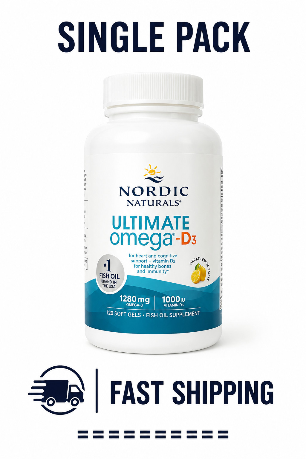 Nordic Naturals Ultimate Omega-D3 Softgels, Lemon,1280 mg, Fish Oil 120caps New.