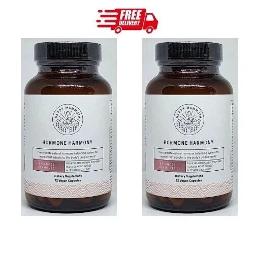 2X Happy Mammoth Hormone Harmony Natural Hormonal Support for Women 72 Capsules