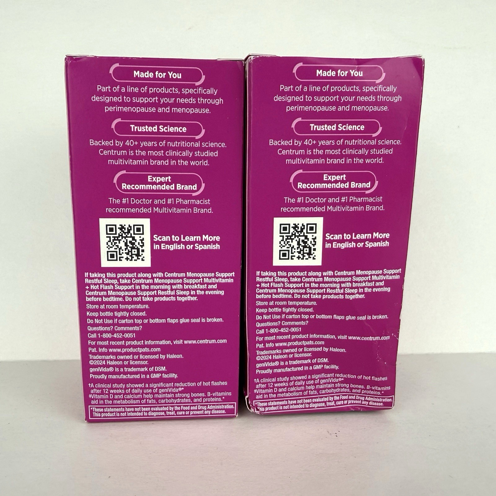 Centrum Menopause Support 2 Bottles X 30 Tablets Exp 6/2027