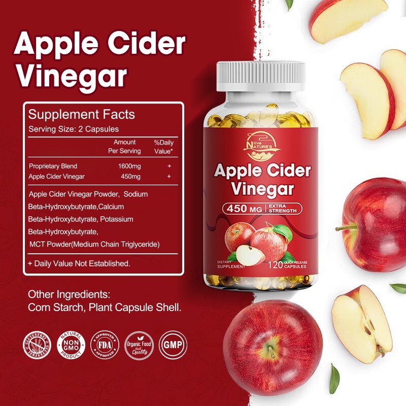 Apple Cider Vinegar Capsules | 2400mg | 120 Count | Non-GMO | by Nature’s Live