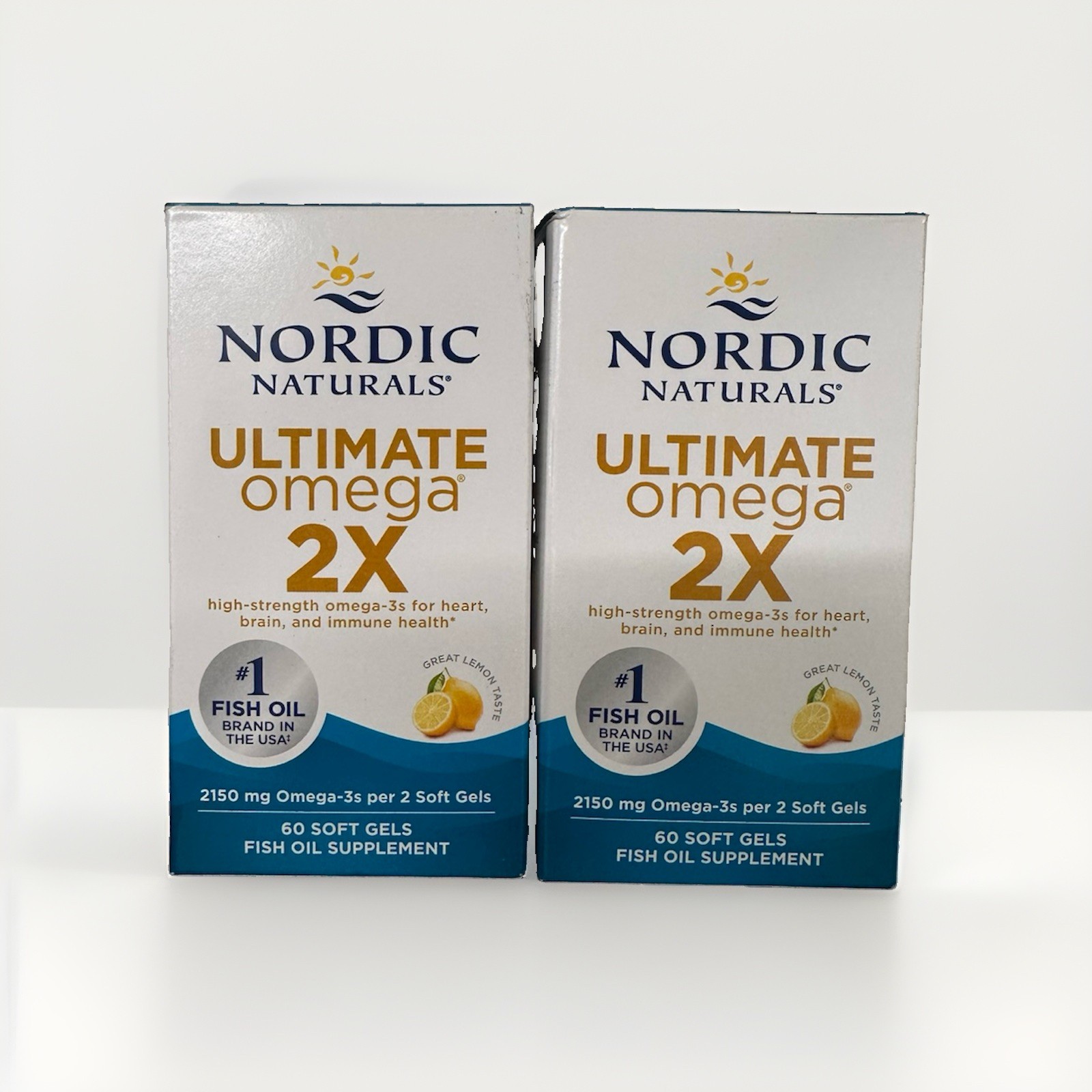 Nordic Naturals Ultimate Omega 2X 60 Softgels Lemon Flavor (LOT OF 2) 2028+