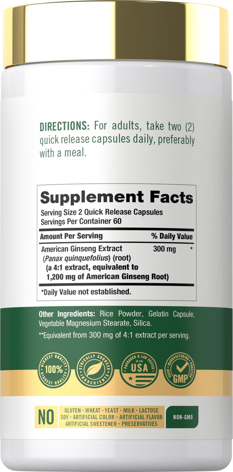 Ginseng Extract Supplement | 120 Capsules | 120 Count (Pack of 1)