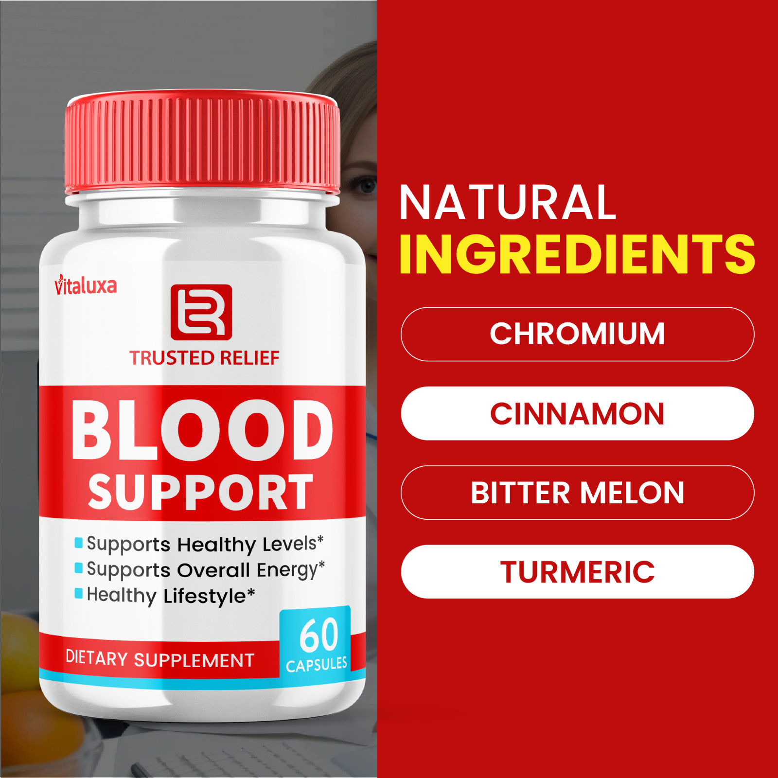 (5 Pack) TrustedRelief Blood Support Pills for Managing Sugar (300 Capsules)