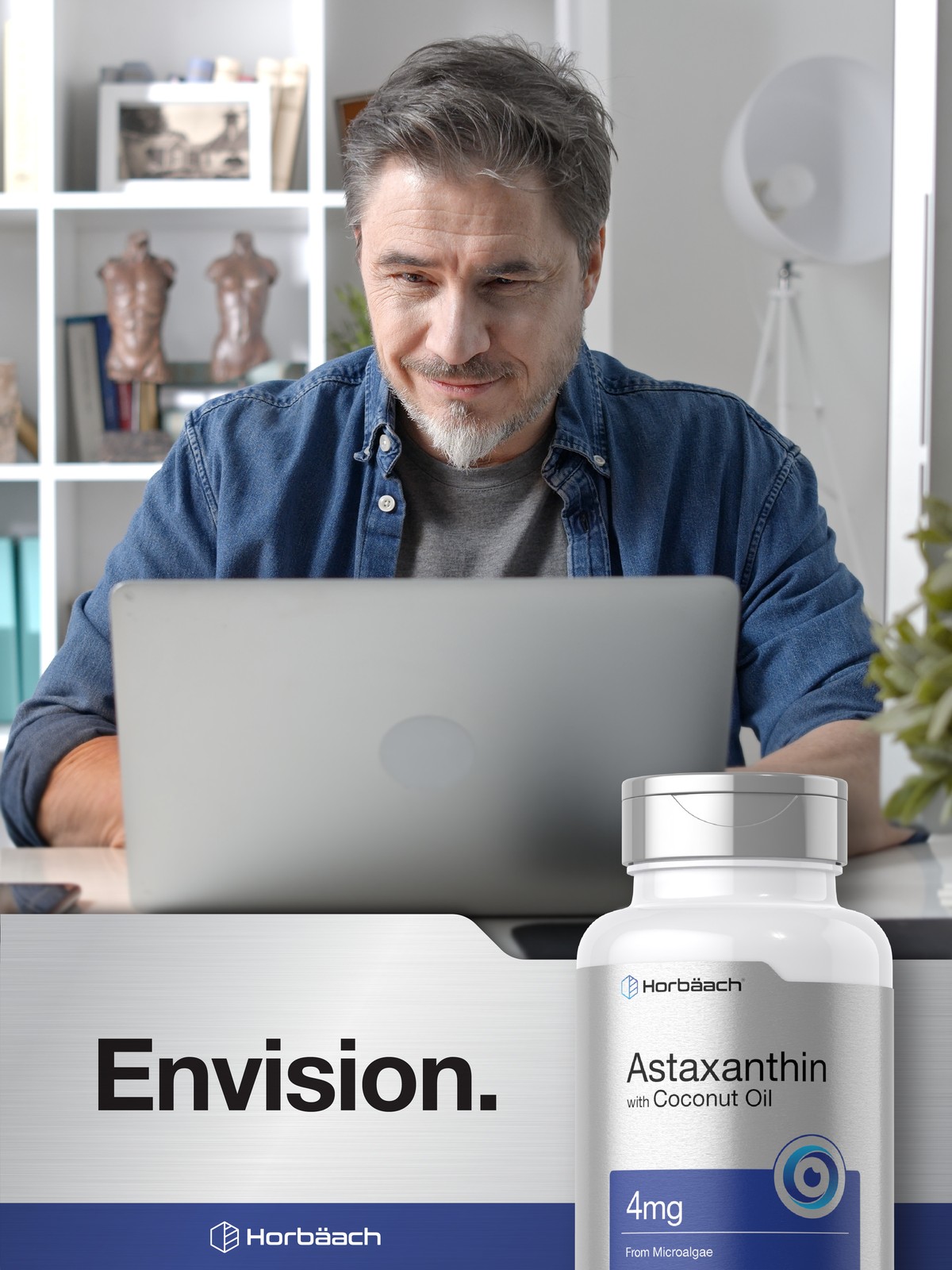 Astaxanthin 4mg 150 Softgels | with Coconut Oil | from Microalgae | by Horbaach