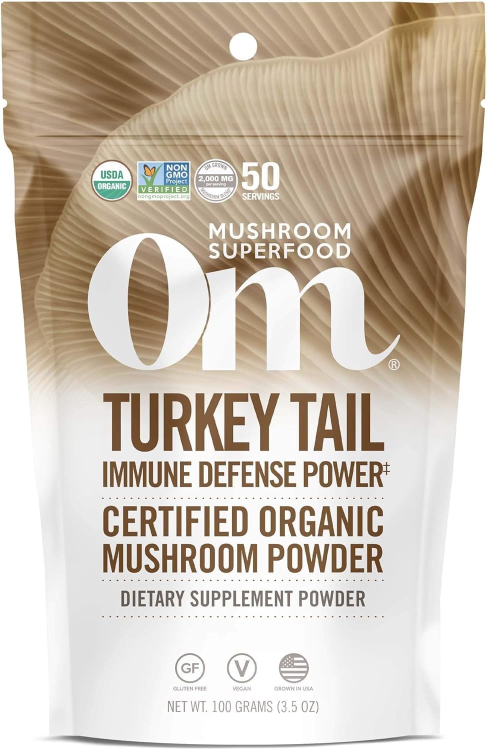 Om Mushroom Superfood Turkey Tail Organic Mushroom Powder 3.5 Ounce 50 Servings