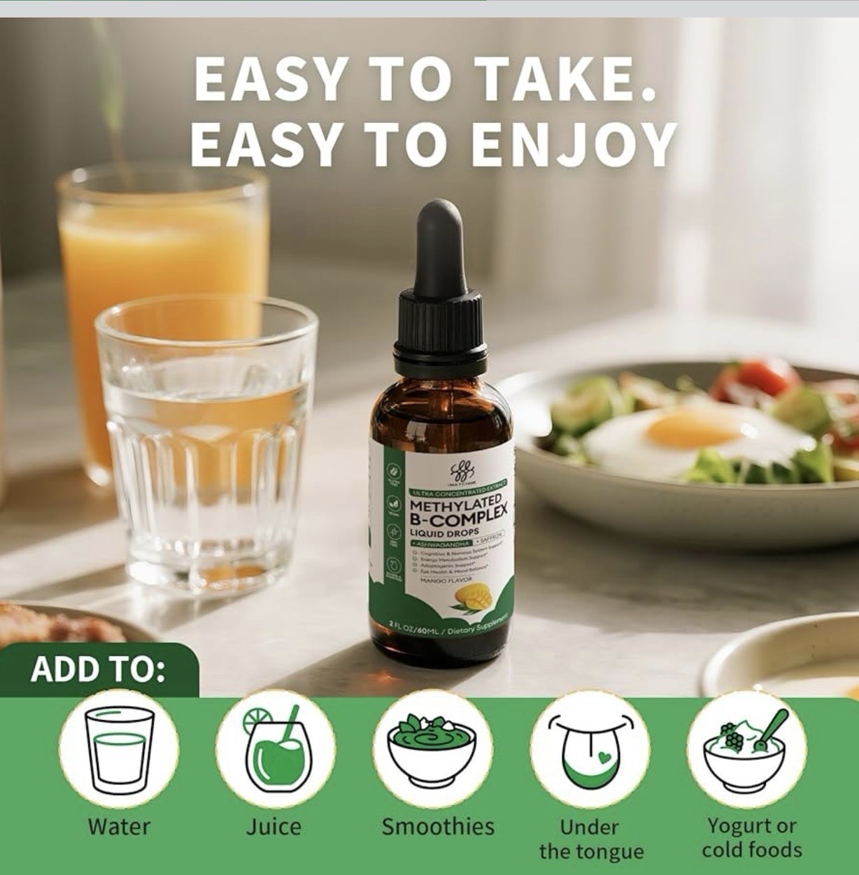 Methylated B-Complex Vegan Liquid Drops Energy, Focus & Brain Support