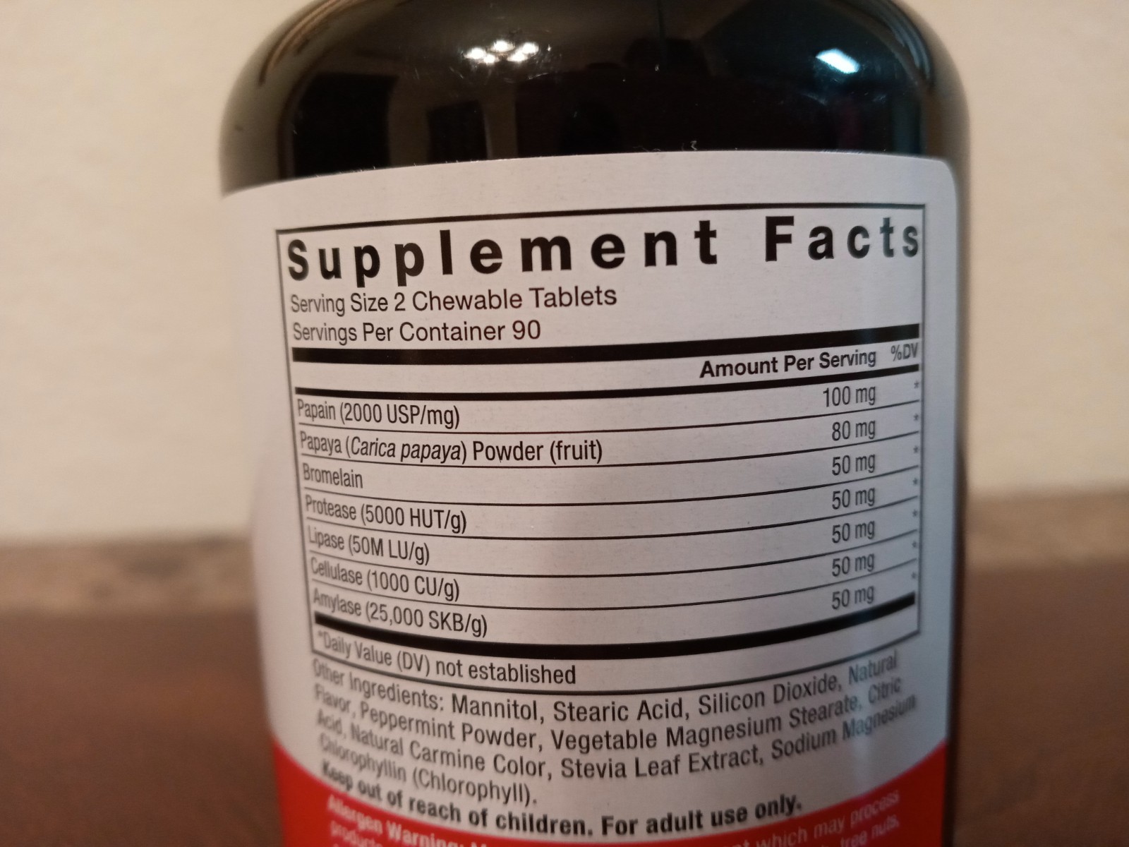 Force Factor Papaya Enzymes Chewable Tablets/180 Tropical Fruit Flavor Tablets