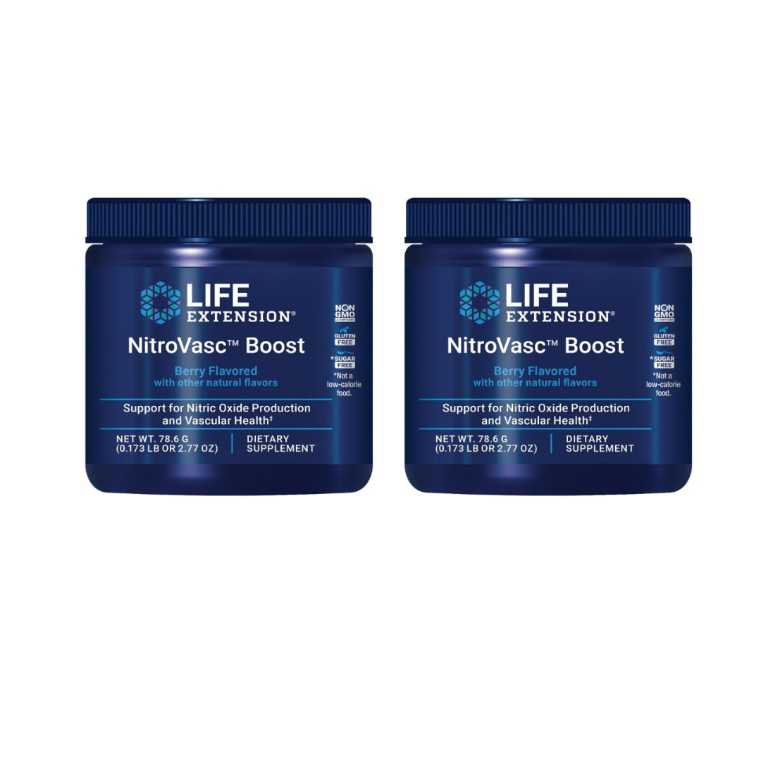 2PACK Life Extension NitroVasc Boost Berry Nitric Oxide Production Vascular Heal