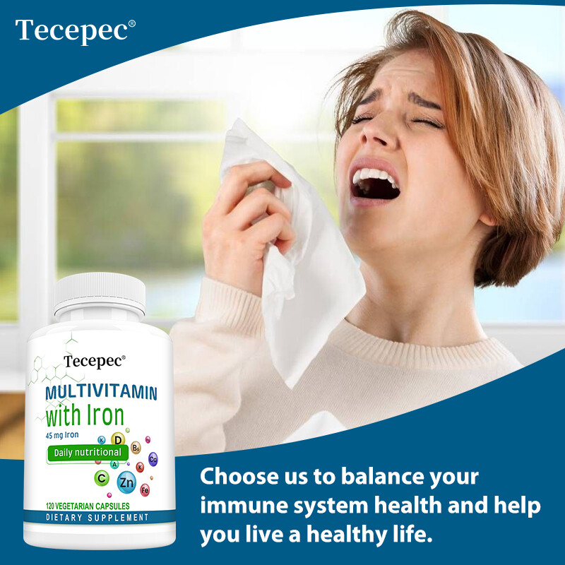 Multivitamin with 45 mg of Iron | Easy to Swallow Capsule | Immune Support