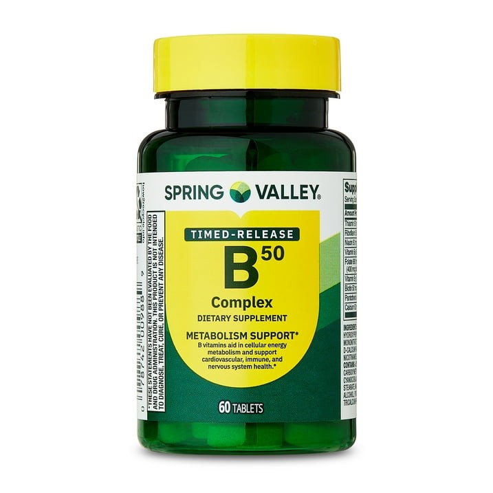 2 Pack Spring Valley Vitamin B-50 Complex Timed-Release Tablets 60 Count