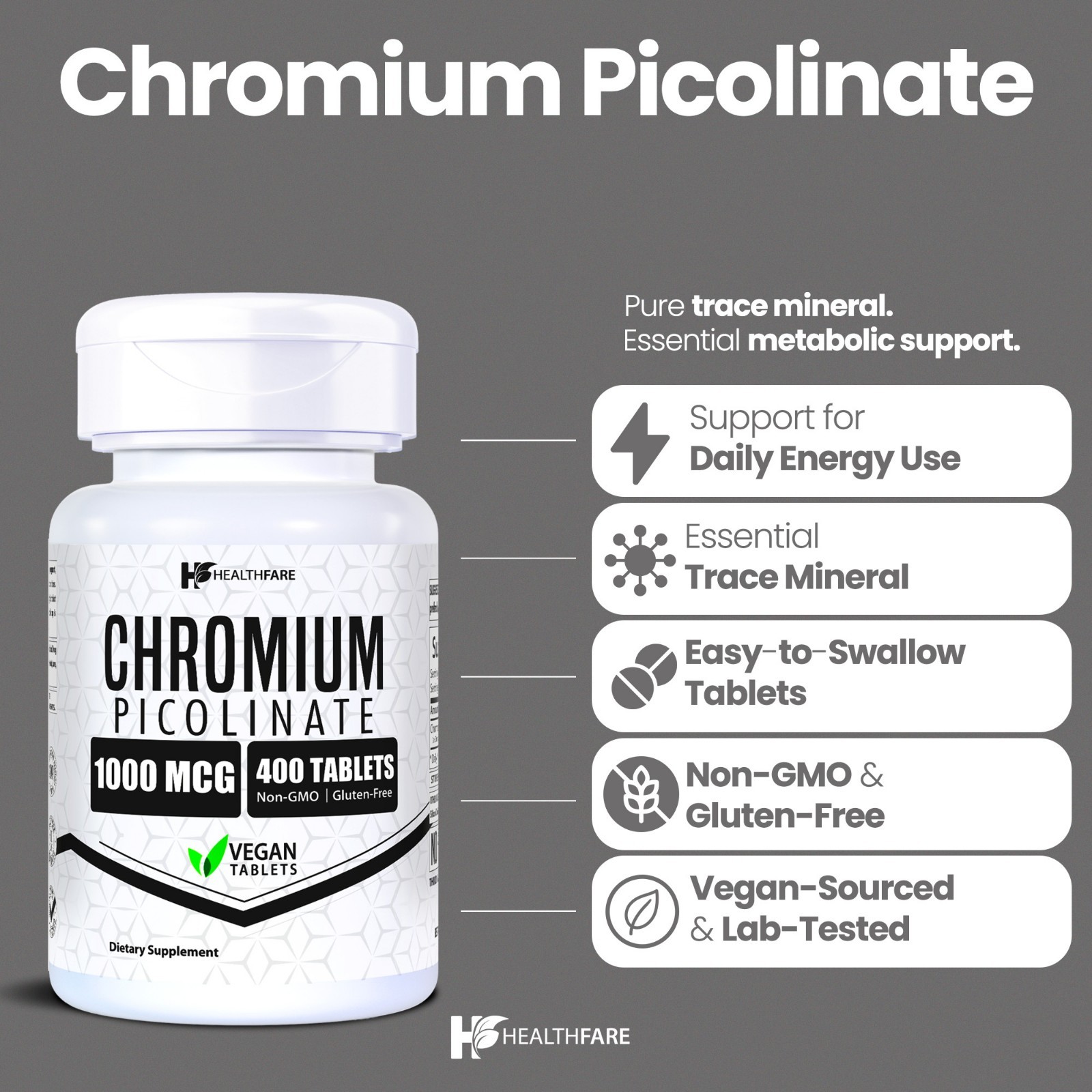 Chromium Picolinate 1000mcg 400 Tablets Support Carbohydrate Breakdown